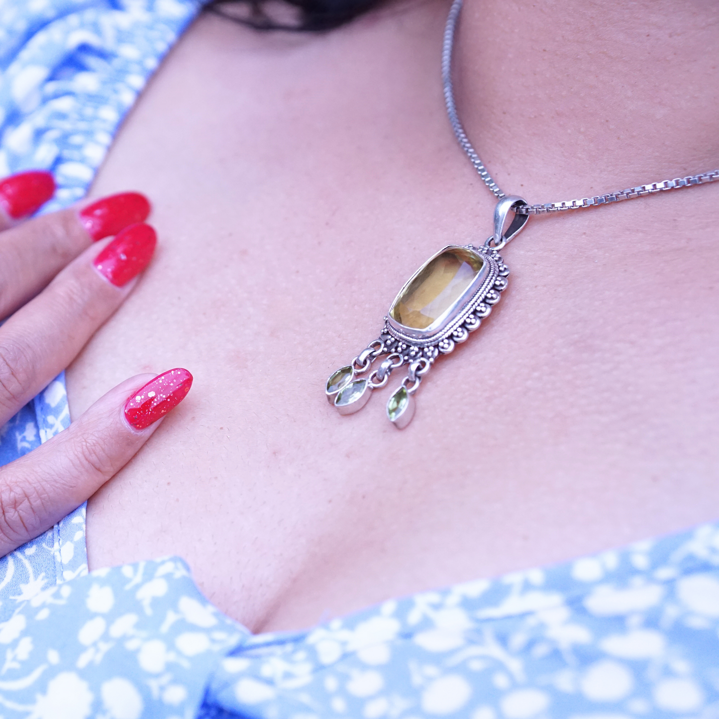 Lemon Quartz Pendant and Ring